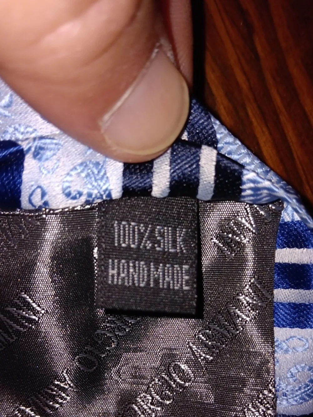 Giorgio Armani Blue and White Striped Paisley Accent Tie